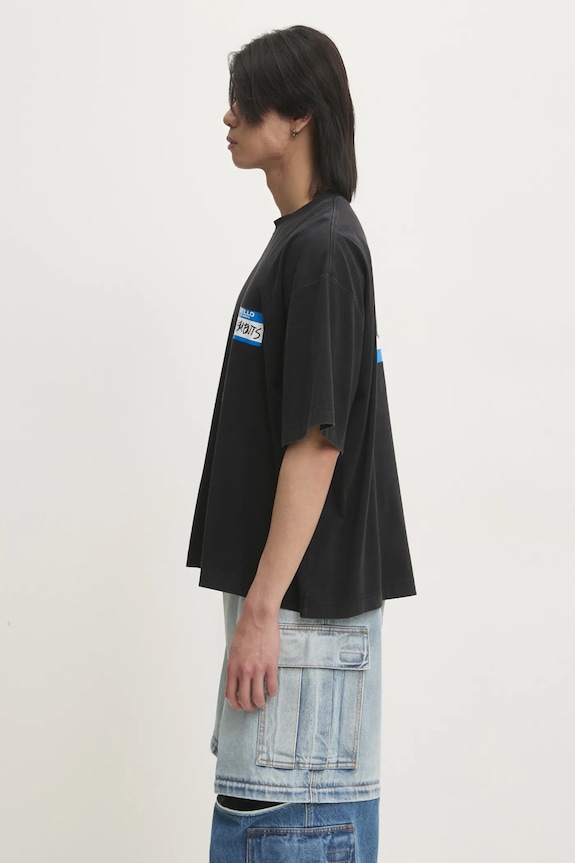 Clothing VETEMENTS cotton t-shirt My Name Sticker Cropped Boxy UA66TR710B black