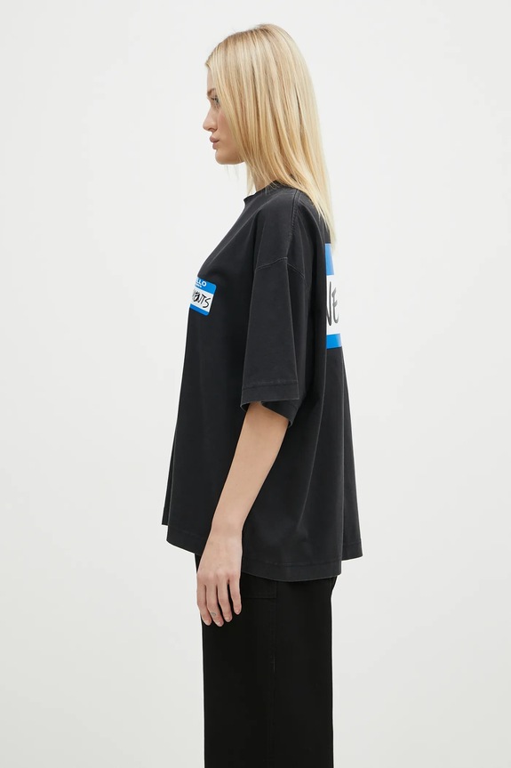 VETEMENTS cotton t-shirt My Name Sticker Cropped Boxy black UA66TR710B