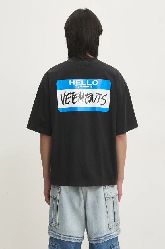 VETEMENTS cotton t-shirt My Name Sticker Cropped Boxy UA66TR710B black
