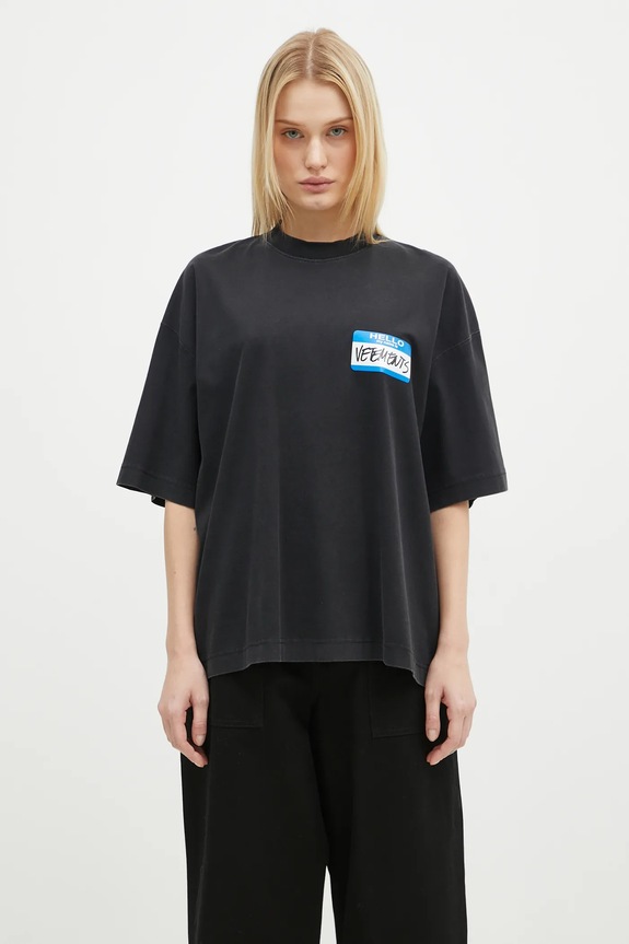 VETEMENTS cotton t-shirt My Name Sticker Cropped Boxy UA66TR710B