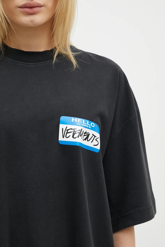 VETEMENTS cotton t-shirt My Name Sticker Cropped Boxy UA66TR710B