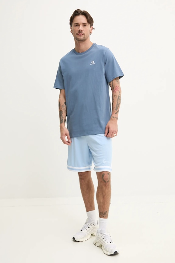 Bavlněné tričko Converse 10023876.A45 modrá SS25