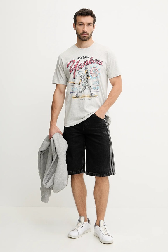 Хлопковая футболка 47 brand MLB New York Yankees BB017TEMECH638867CK серый SS25
