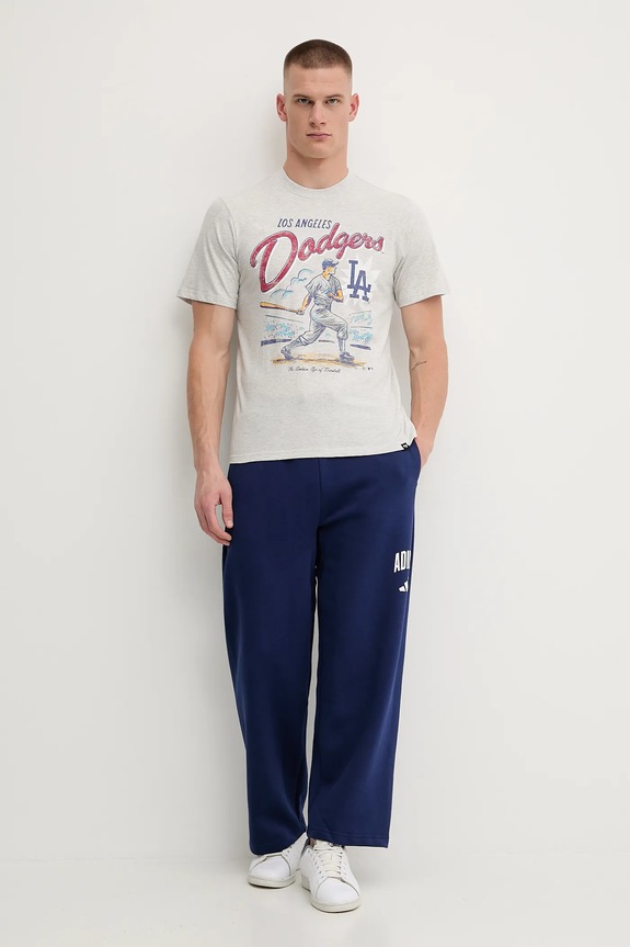 Bombažna kratka majica 47 brand MLB Los Angeles Dodgers BB012TEMECH685053CK siva SS25