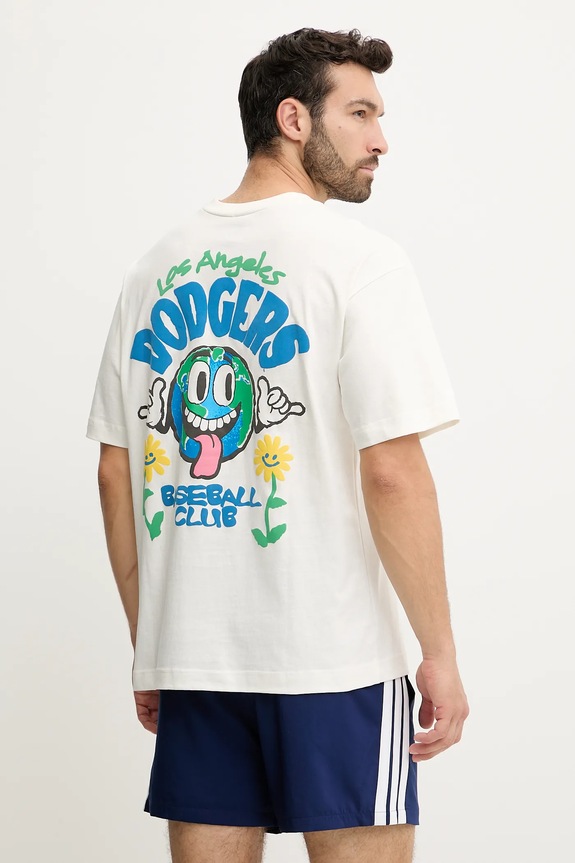 Бавовняна футболка 47 brand MLB Los Angeles Dodgers бавовна бежевий BB012TMIIIY657544SS