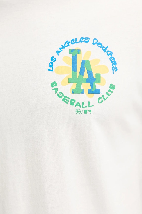 Бавовняна футболка 47 brand MLB Los Angeles Dodgers BB012TMIIIY657544SS бежевий