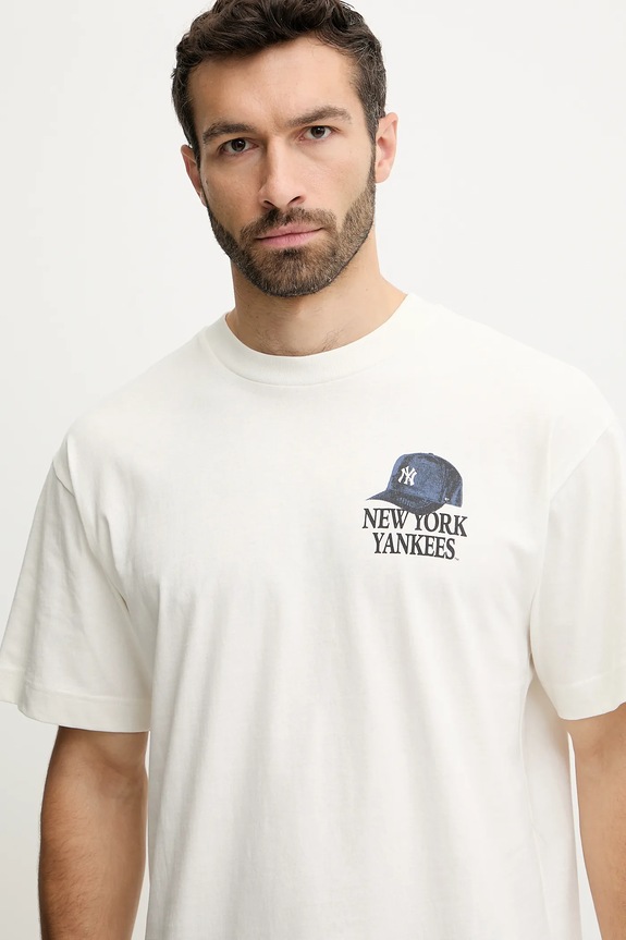 Βαμβακερό μπλουζάκι 47 brand MLB New York Yankees λευκό BB017TMQMLK656603SS
