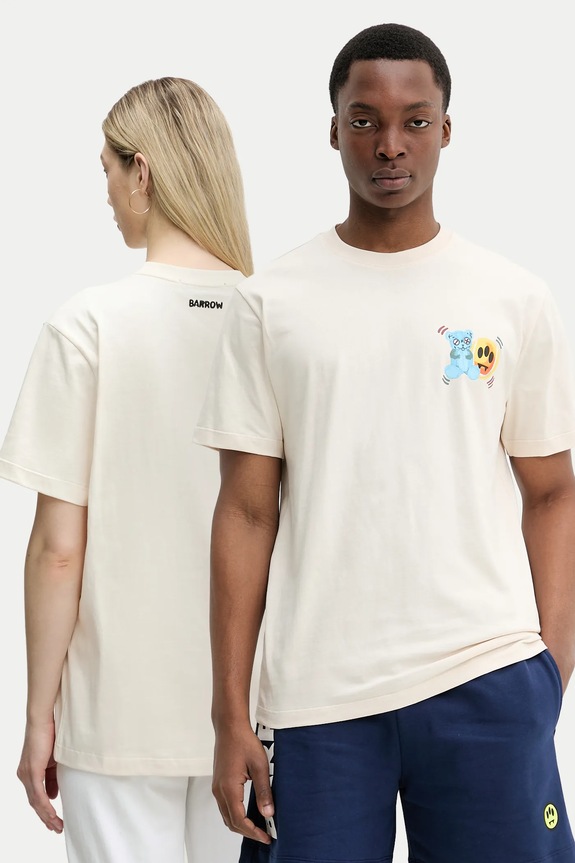 Barrow t-shirt bawełniany nadruk beżowy S5BWUATH058