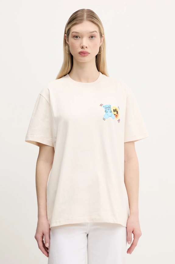 Barrow t-shirt bawełniany S5BWUATH058 beżowy SS25