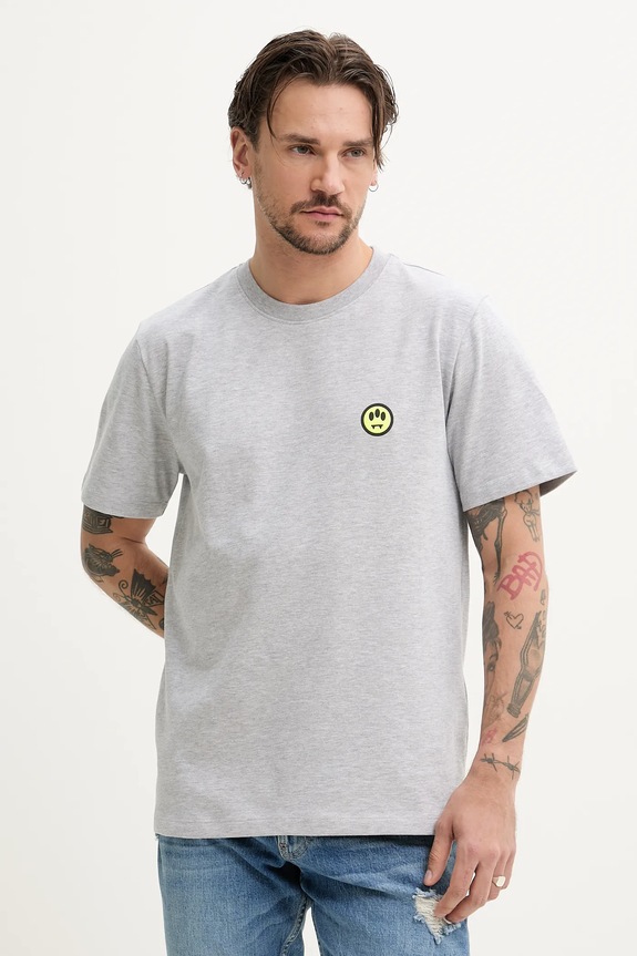 Βαμβακερό μπλουζάκι Barrow S5BWUATH087 γκρί SS25