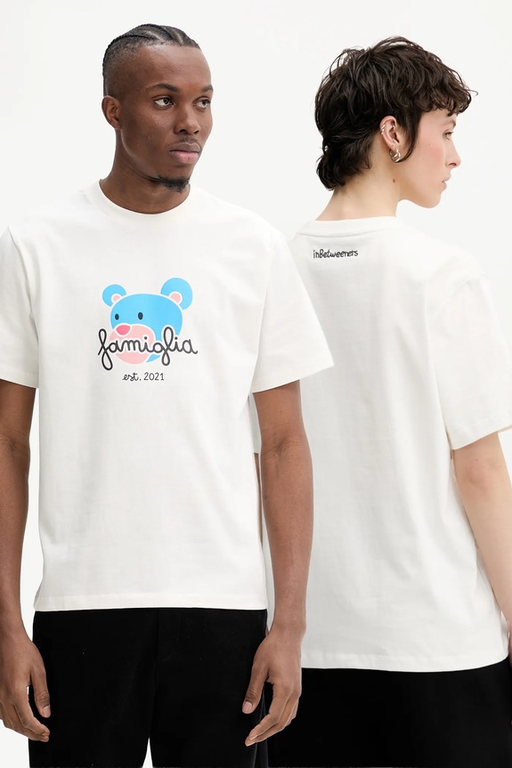 Inbetweeners t-shirt bawełniany nadruk beżowy S5TWUATH043
