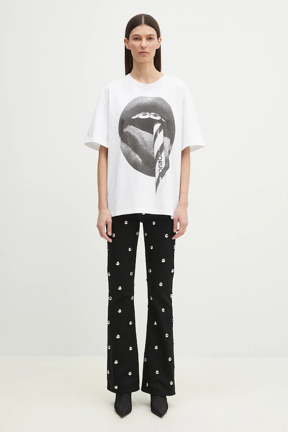 Fiorucci t-shirt bawełniany Mouth Print Boxy U02SPTSH103CJ01WH05