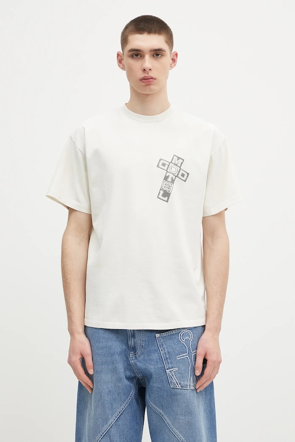 Aries tricou din bumbac Faded God Town SS Tee print bej AR6003803