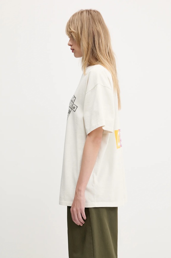 Aries tricou din bumbac Faded God Town SS Tee bej AR6003803