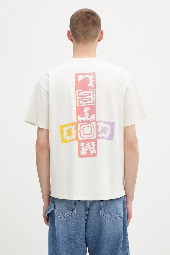 Aries tricou din bumbac Faded God Town SS Tee AR6003803 bej