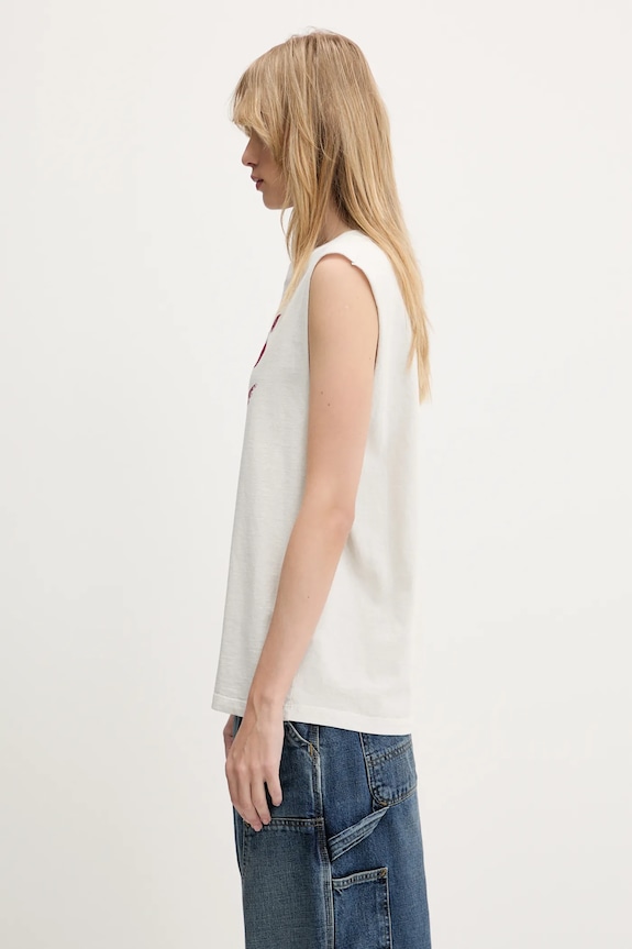 Aries tricou din bumbac Destroyed 69 SS Tee bej AR6006903