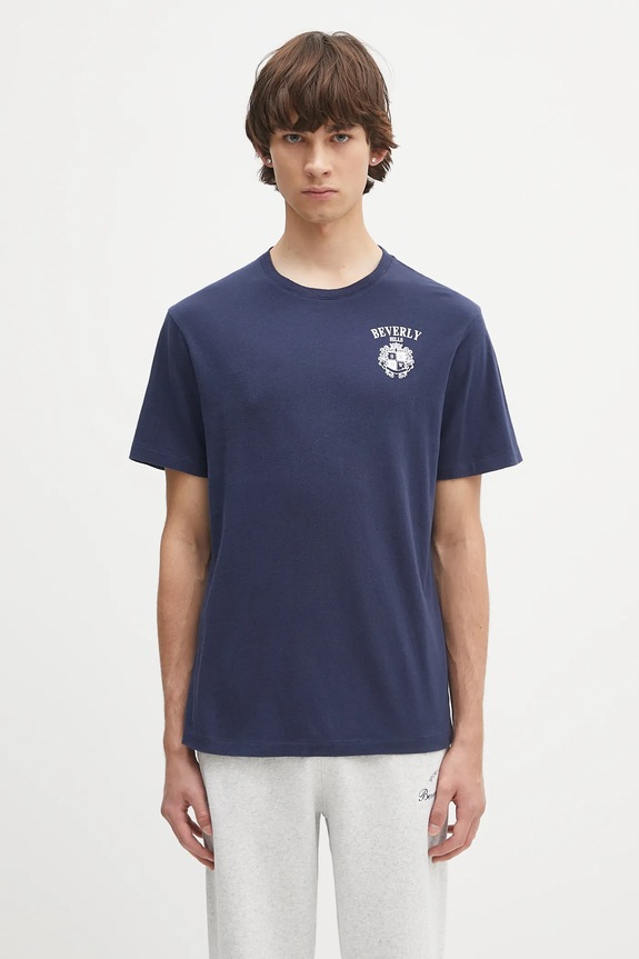 Sporty & Rich t-shirt in cotone Bh Crest Soft regolare blu navy TO089626256BL106