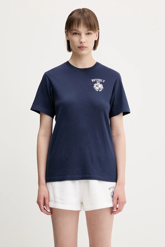 Sporty & Rich t-shirt in cotone Bh Crest Soft TO089626256BL106 blu navy SS25