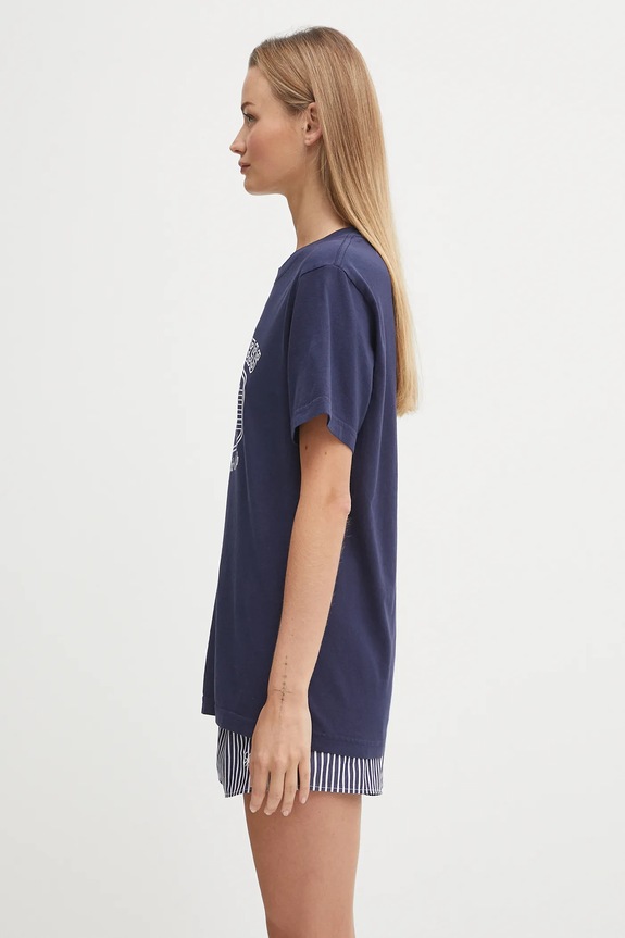 Sporty & Rich t-shirt bawełniany Paris Marathon granatowy TO043620126BL106