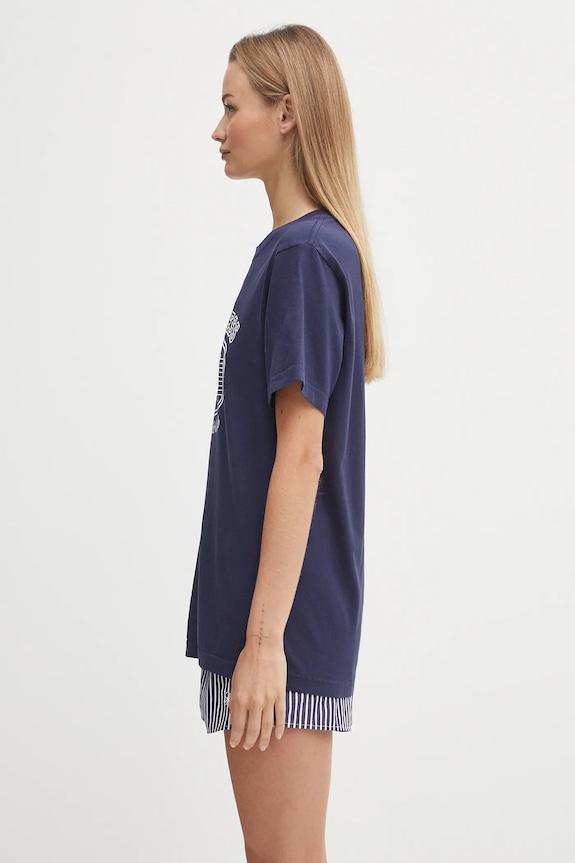 Sporty & Rich t-shirt bawełniany Paris Marathon granatowy TO043620126BL106