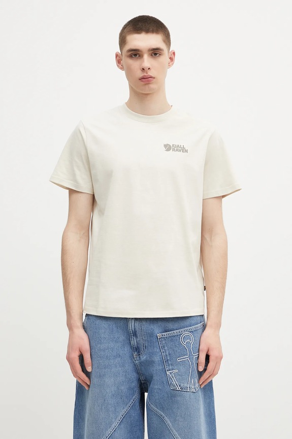 Хлопковая футболка Fjallraven Heavy Classic T-shirt гладкий бежевый F87105