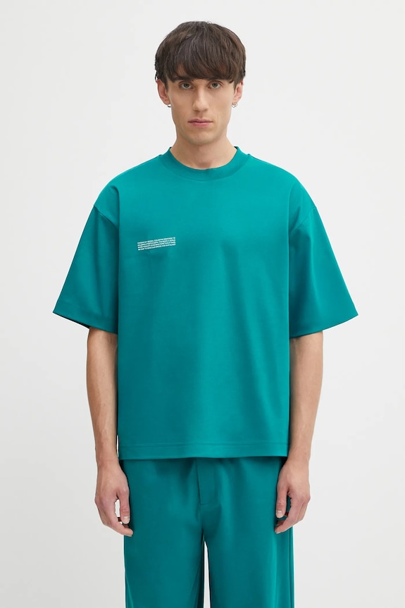Pangaia t-shirt bawełniany DNA Oversized T-Shirt nadruk turkusowy 10002572