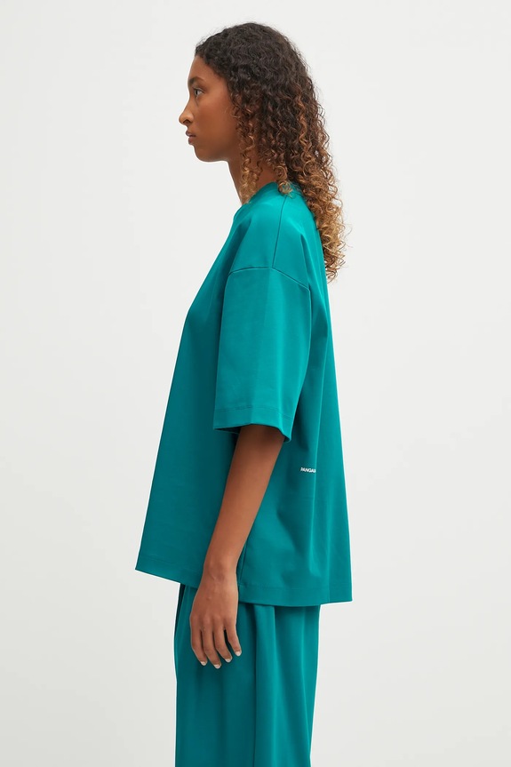 Pangaia t-shirt bawełniany DNA Oversized T-Shirt turkusowy 10002572