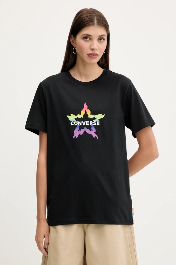Одяг Бавовняна футболка Converse 10028587.A01 чорний