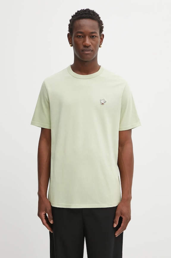 Café Kitsuné t-shirt in cotone Barista Fox Patch Relax regolare verde CKNU00102KJ7014