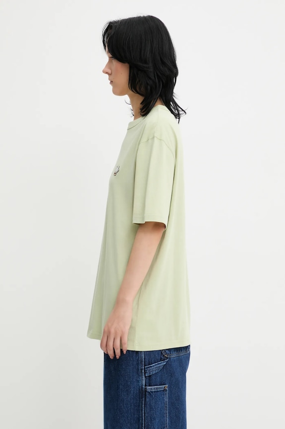 Café Kitsuné t-shirt in cotone Barista Fox Patch Relax verde CKNU00102KJ7014
