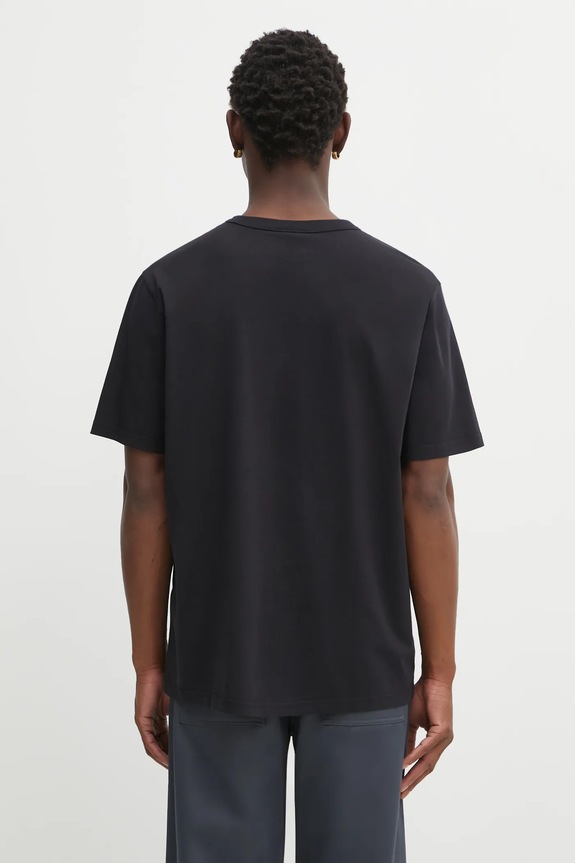 Café Kitsuné t-shirt bawełniany Barista Fox Patch Relax CKNU00102KJ7014 czarny
