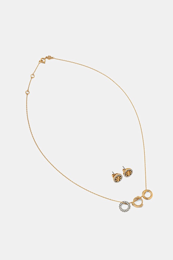 Ogrlica in uhani Tory Burch Miller Pave 2-pack 2-pack zlata 177663.783