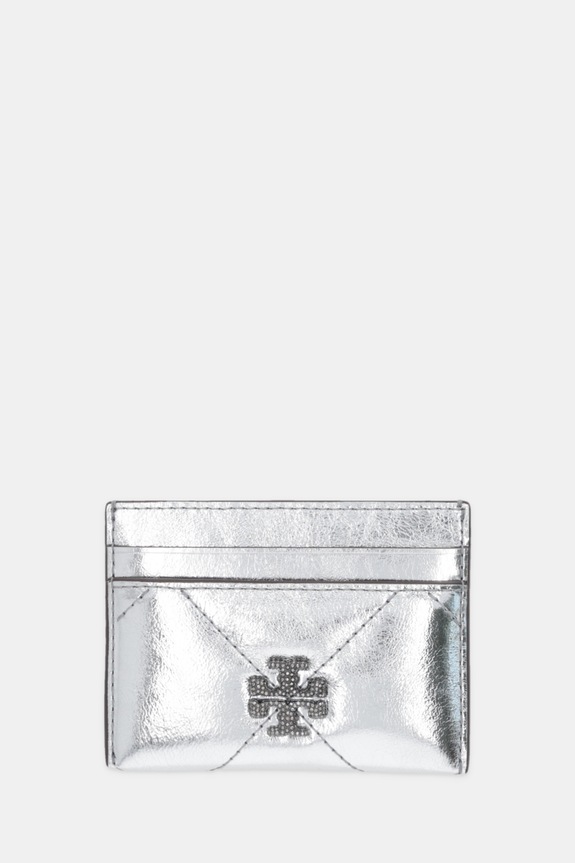 Δερμάτινη θήκη για κάρτες Tory Burch Kira Diamond θήκη για κάρτες ασημί 175016.040