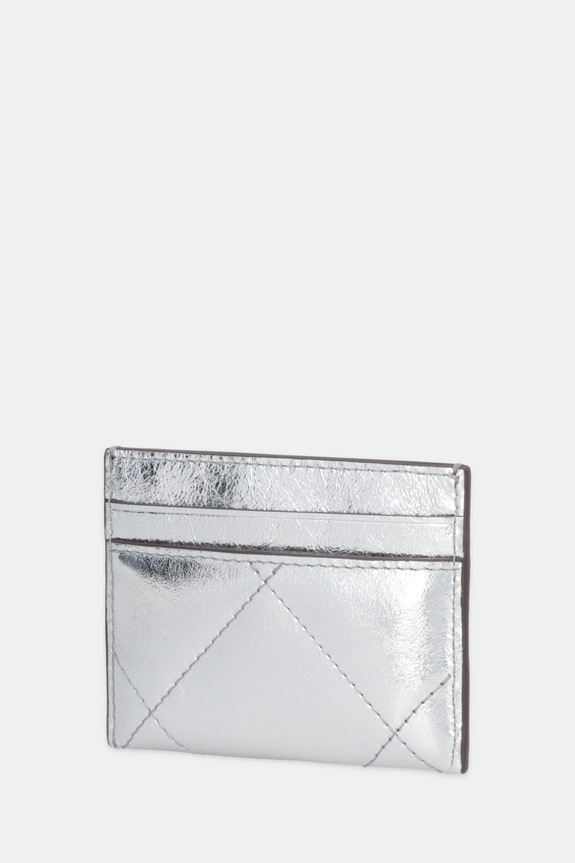 Δερμάτινη θήκη για κάρτες Tory Burch Kira Diamond 175016.040 ασημί SS26