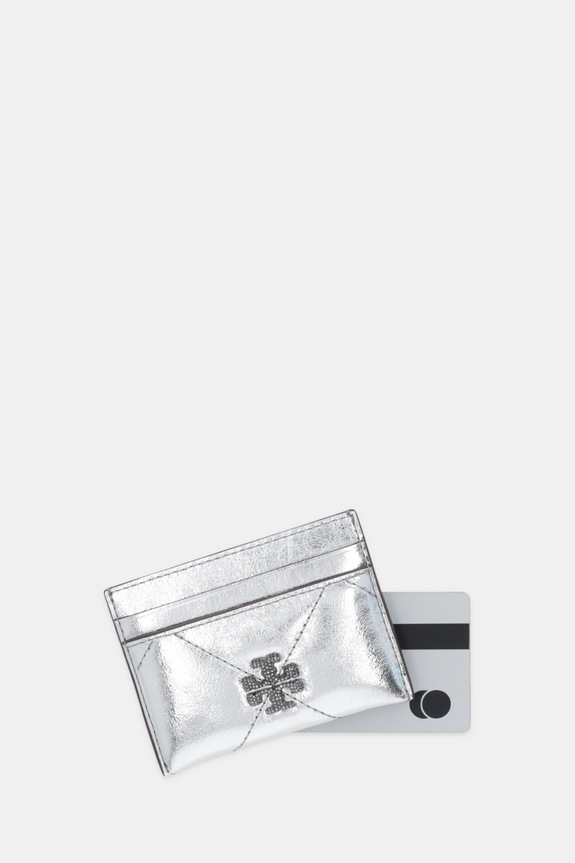 Αξεσουάρ Δερμάτινη θήκη για κάρτες Tory Burch Kira Diamond 175016.040 ασημί