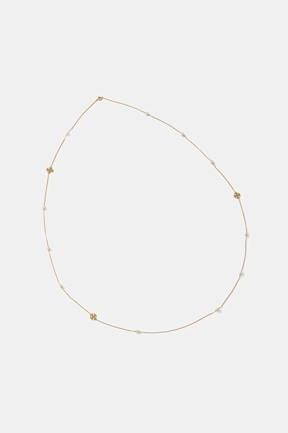 Pozlačena ogrlica Tory Burch Long Kira zlata 157210.137