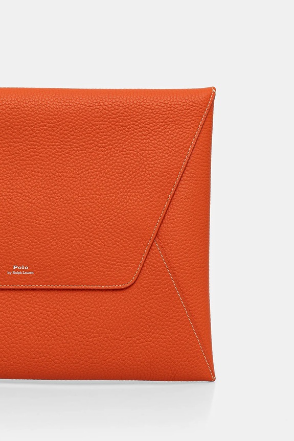 Accesorii Polo Ralph Lauren husă de laptop din piele 25 x 35 cm 427971194 portocaliu