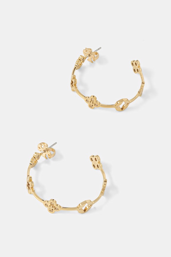 Tory Burch náušnice dámske z nehrdzavejúcej ocele Forget Me Not zlatá 180850