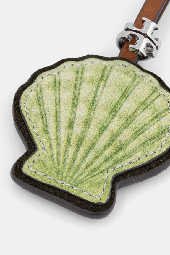 Usnjen obesek za ključe Tory Burch Shell 179177 zelena SS26