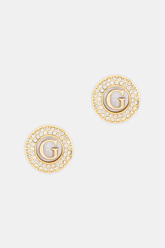 Guess kolczyki damskie ze stali nierdzewnej G TALISMAN złoty JUBE06.205JW