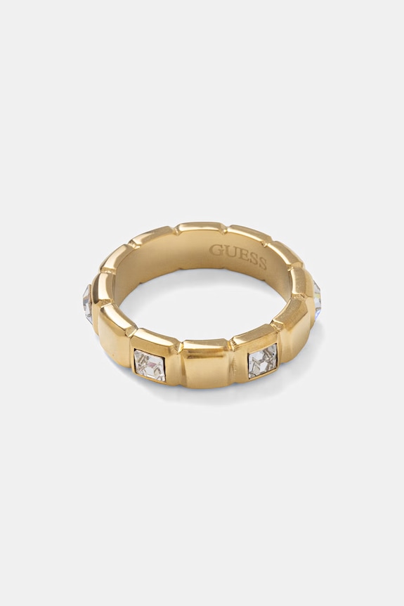 Guess prsteň dámsky z nehrdzavejúcej ocele ACE OF DIAMONDS JUBR06.181JW zlatá SS26