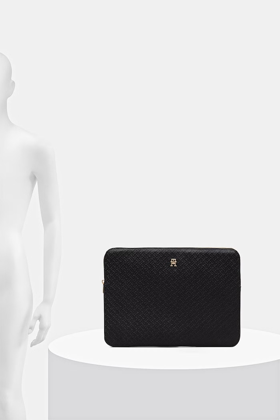 Tommy Hilfiger husă de laptop pentru femei, cu imitație de piele AW0AW18603 negru