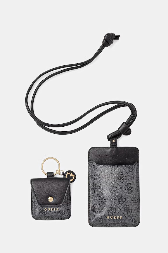 Guess Set de huse pentru carcasă și căști de femei cu imitație de piele gri PW7563.P6226