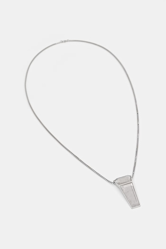 Ogrlica Rick Owens DRKSHDW Crystal Trunk prirodni kamen srebrna RJ0000027.MMTES2