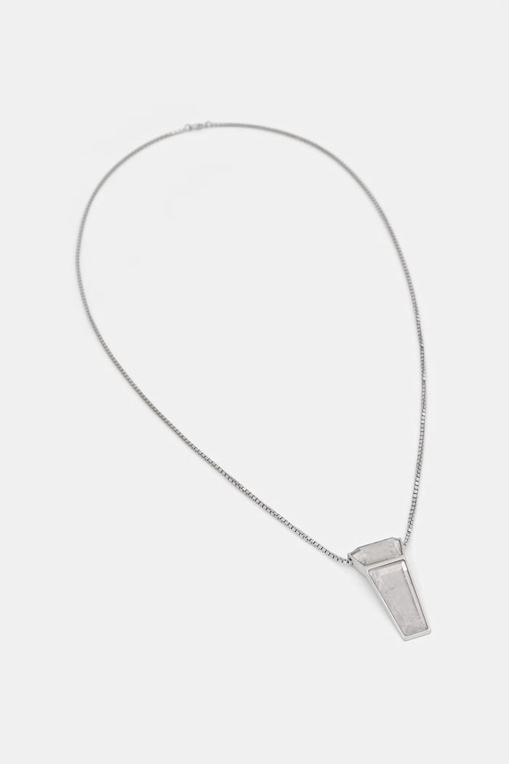 Ogrlica Rick Owens DRKSHDW Crystal Trunk prirodni kamen srebrna RJ0000027.MMTES2