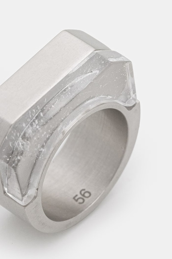 Rick Owens DRKSHDW Double Crystal Hollywood anello con pietra naturale da donna RJ0000125.MMTES2 argento SS26