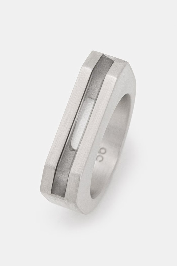 Rick Owens DRKSHDW Crystal Hollywood anello con pietra naturale da donna RJ0000124.MMTES2 argento SS26