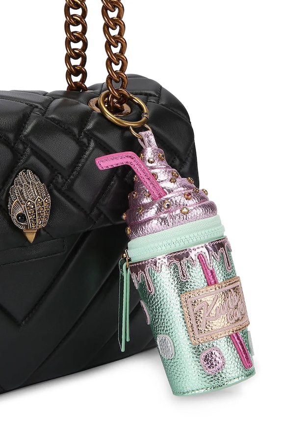 Doplnky Kurt Geiger London prívesok dámsky kožený Coffee Cup Charm 5574979979 zelená
