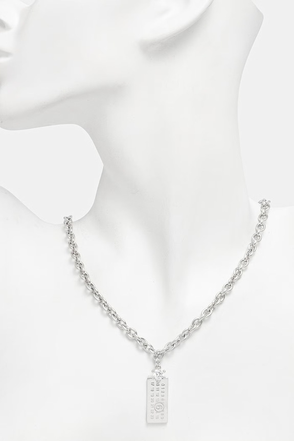 Αξεσουάρ MM6 Maison Margiela Κολιέ με κρεμαστό γυναικείο ορειχάλκινο SM7UU0124.P9162 ασημί