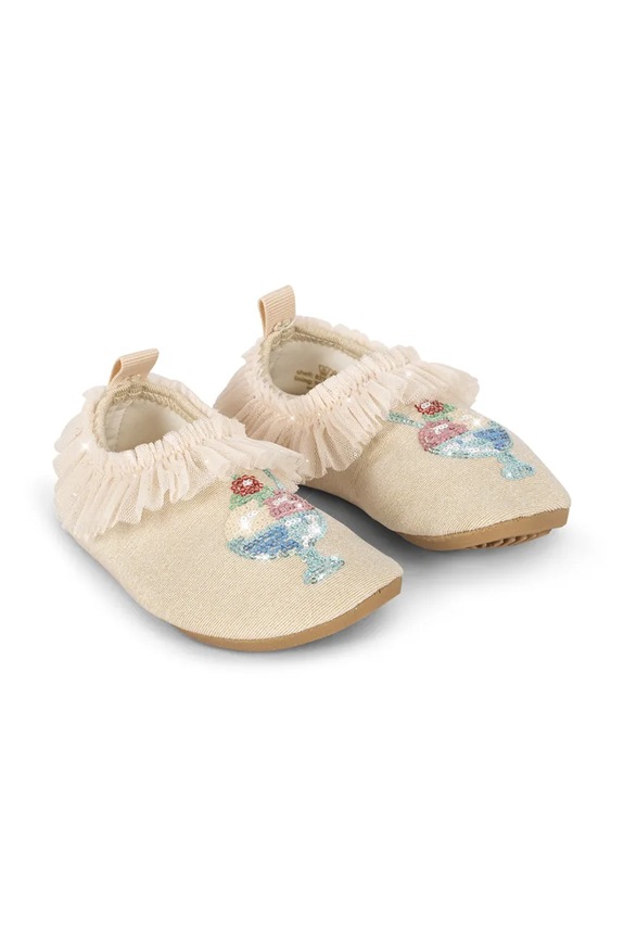 Konges Sløjd pantofi de apă pentru copii AMANDINE FRILL SWIM SHOES bej KS104632.PPY2